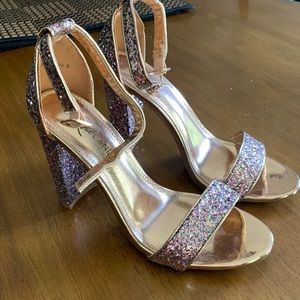 Shoe Land sz 8 rose gold sparkle heels